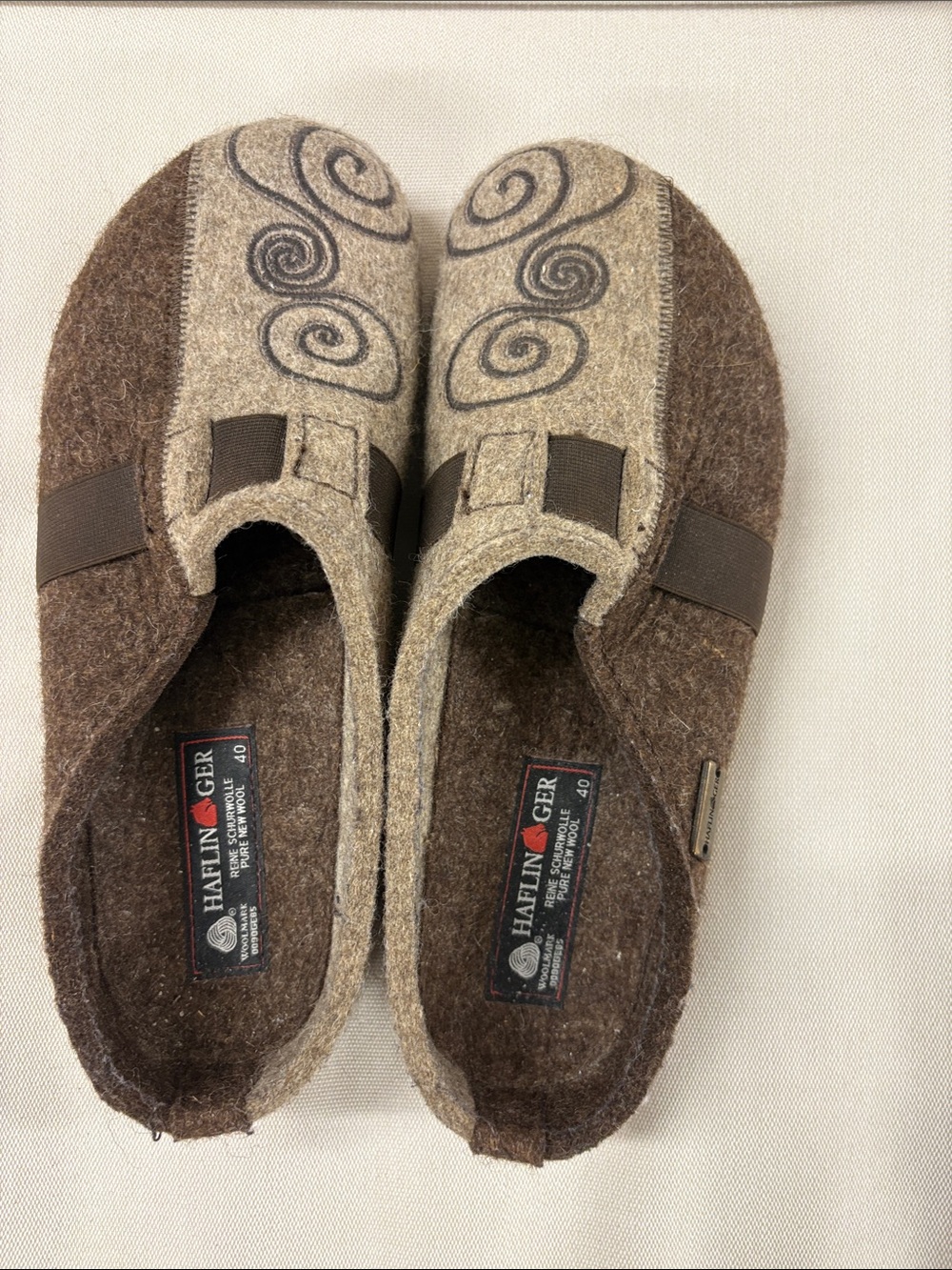 Haflinger Grizzly Sziget Wool Slippers Brown & Beige US 10